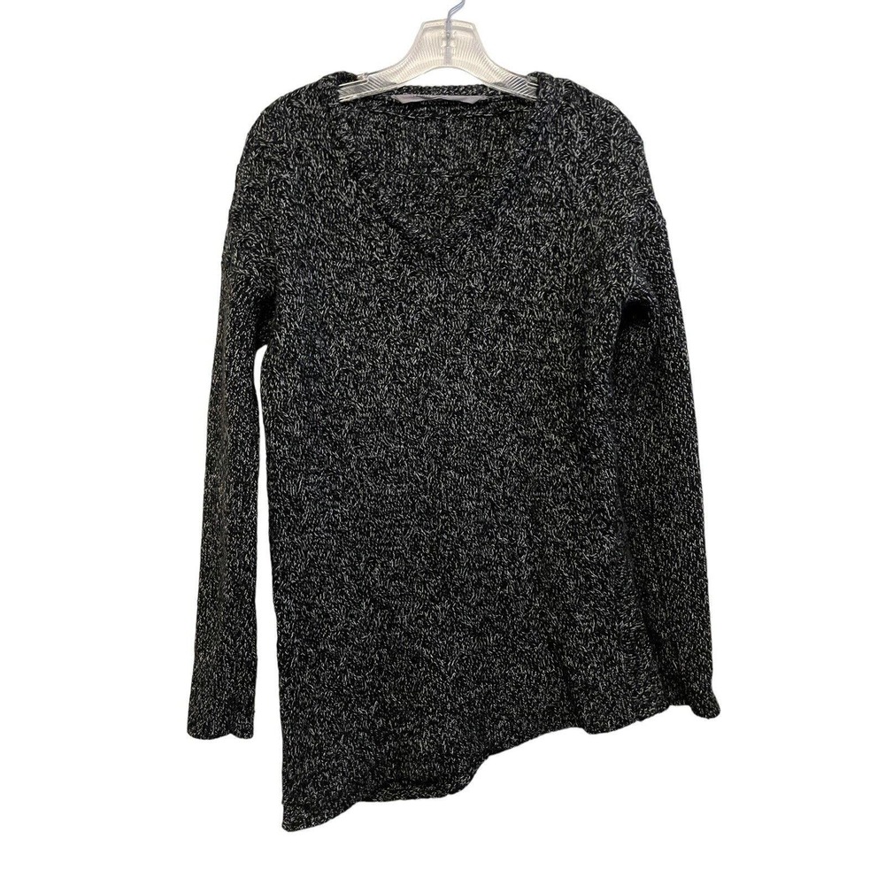 Athleta Wool Cashmere Sweater Size Small Black White Marled Asymmetrical Tunic